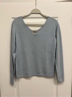 Carlisle Light Blue V-Neck Cashmere Long Sleeve Top